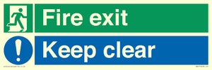 Fire exit Keep clear dual sign